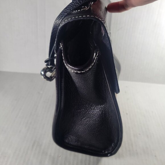 Brighton Black Leather Snake Print Crossbody Handbag With Heart Charm - Picture 6 of 13